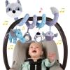Car Seat Toys, Baby Toy 3-6 Months Carseat Stroller Toys Infant Spiral Activity Toy 0-3 Month, Hanging Car Toys for Babies 0-6 Months Newborn Boys Girls with Music Rattle Squeaker - Gray Fox view 1