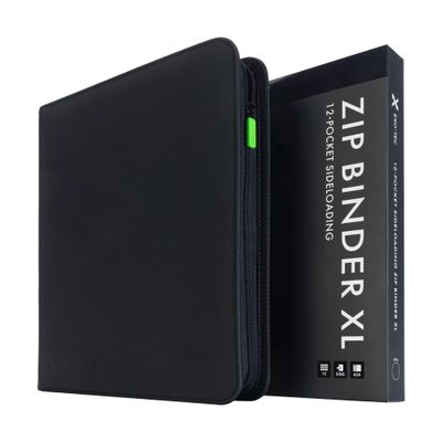 Vault X 12 XL Pocket Trading Card Zip Binder, 624 cards, Premium Exo-Tec Album Material, 26 Side-Loading Pages, Folder for Collectible Card Games, Sports, TCG (Black)