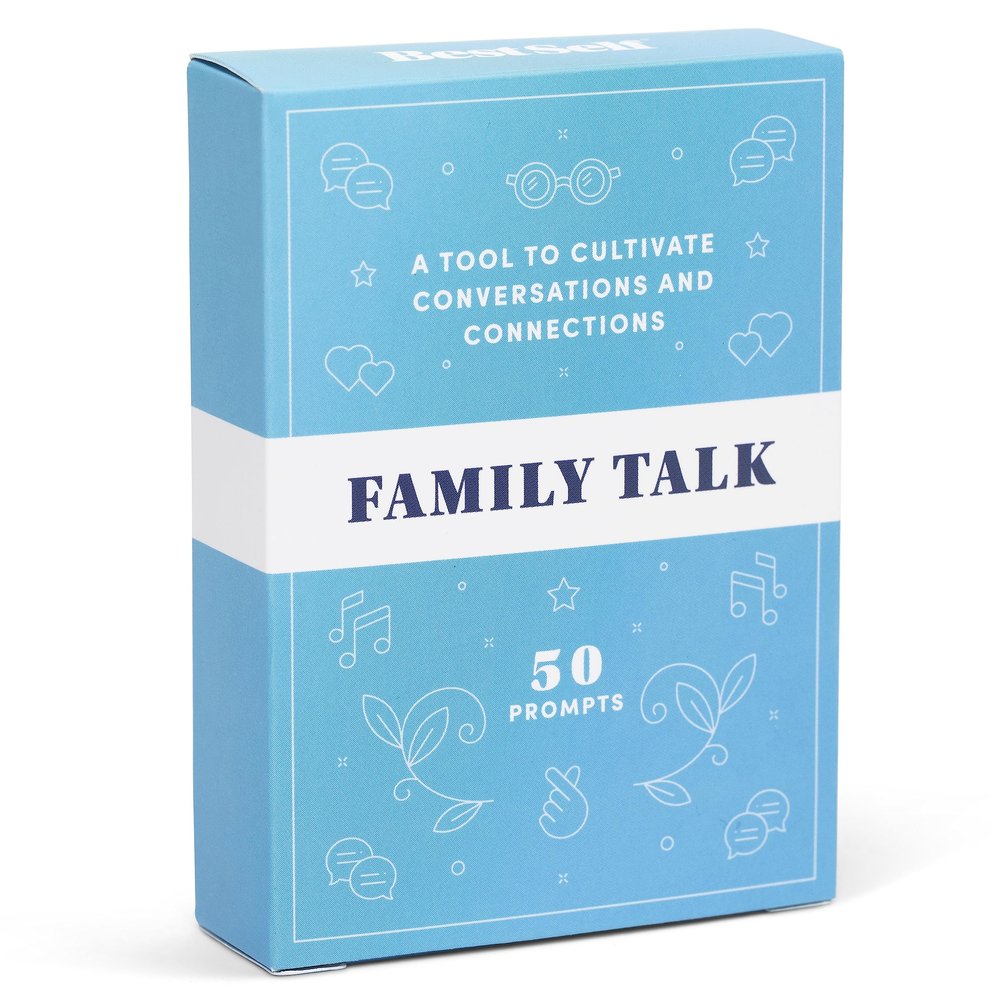BestSelf Family Talk Deck - 50 Prompt Card Game for Family Game Night, Fun and Engaging Family Game for Kids and Adults, Perfect