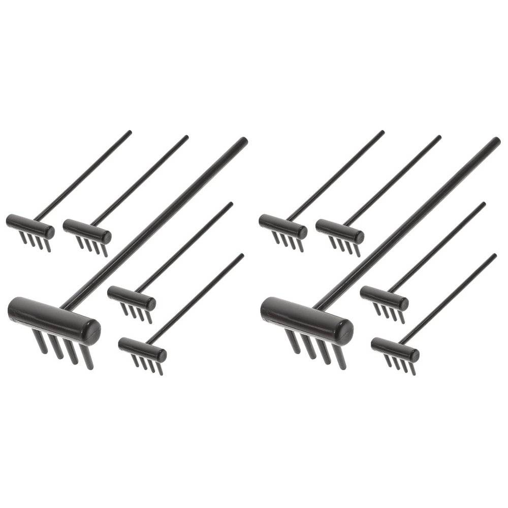 LUOZZY 12 Pcs Zen Mini Rakes Sandbox Rakes Table Small Rakes Garden Miniature Rakes (Black)