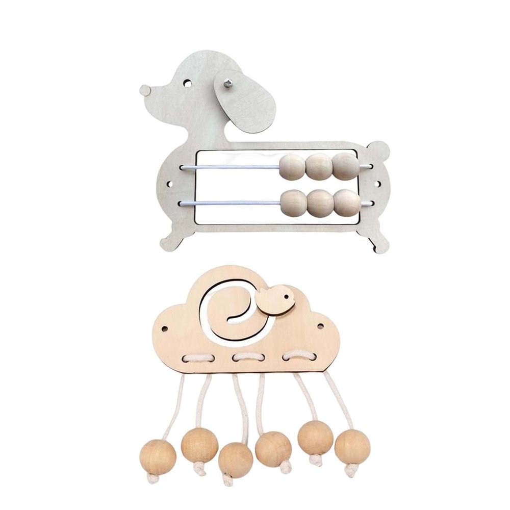 AMLESO 2pcs Busy Board Toy Accessories Material Learning for Children Kids Gifts Travel, Clouds with Bird and Dog Bead