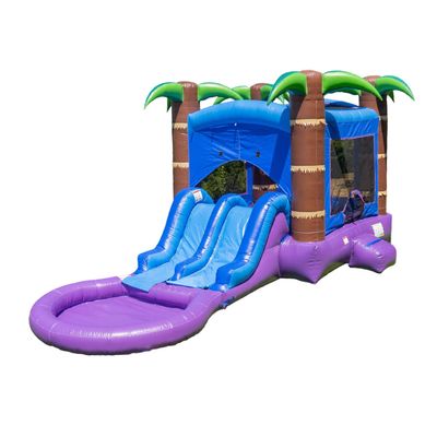HeroKiddo Enchanted Forest Inflatable Bounce House Water Slide Combo with Splash Pool and Blower, Commercial Combo with Basketball Hoop for Kids and Adults, Wet or Dry Use, Indoor & Outdoor