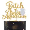 Aquarius Birthday Cake Topper, Big Aquarius Energy, Glittery Aquarius Birthday Cake Decor, 12 Constellation Zodiac Birthday Party Decorations view 1