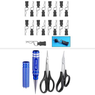 HobbyPark RC Body Trimming Scissors,RC Body Reamer & 1.4mm RC Body Clips with Pull Tabs