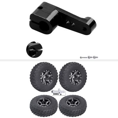 1.0 Beadlock Wheels & Tires Set & Aluminum Servo Horn for Axial SCX24