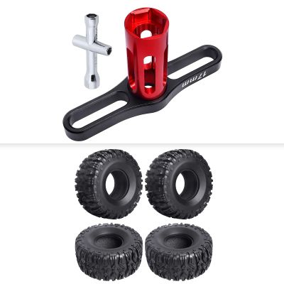 2.2 RC Crawler Tires 4PCS & 17mm Wheel Wrench w/Cross Hex Wrench for 1/8 1/10 RC Rock Crawler