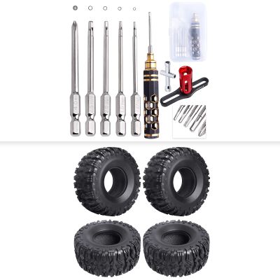 2.2 RC Crawler Tires 4PCS & RC Hex Driver Set 17mm Wheel Wrench for 1/8 1/10 RC Rock Crawler