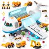Transport Cargo Airplane, Large Theme Airplane Toy Set, Educational Toy Vehicle Play Set with Smoke Sound and Light, Fricton Powered Plane with Mini Cars and Men, Birthday Gift for Boys and Girls view 1