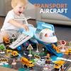 Transport Cargo Airplane, Large Theme Airplane Toy Set, Educational Toy Vehicle Play Set with Smoke Sound and Light, Fricton Powered Plane with Mini Cars and Men, Birthday Gift for Boys and Girls view 3