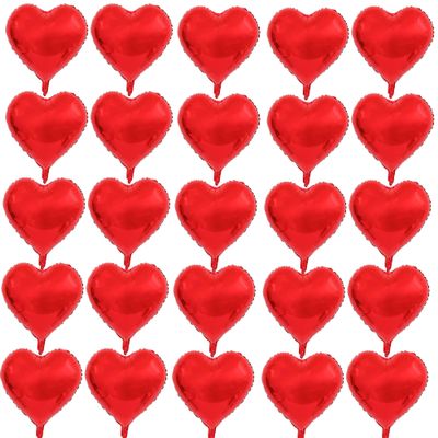 10 Inch Red Heart Mylar Balloons, 50pcs Small Foil Balloons for Birthday Party Wedding Baby Shower Valentine's Day Party Decorations