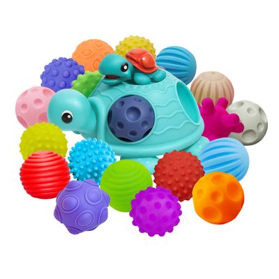 ROHSCE Sensory Balls for Baby Sensory Baby Toys 6 to 12 Months for Toddlers 1-3, Sensory Turtle Toy with Sensory Balls, Montessori Toys for Babies 6-12 Months Infant 0-6 Months (12 Pack)