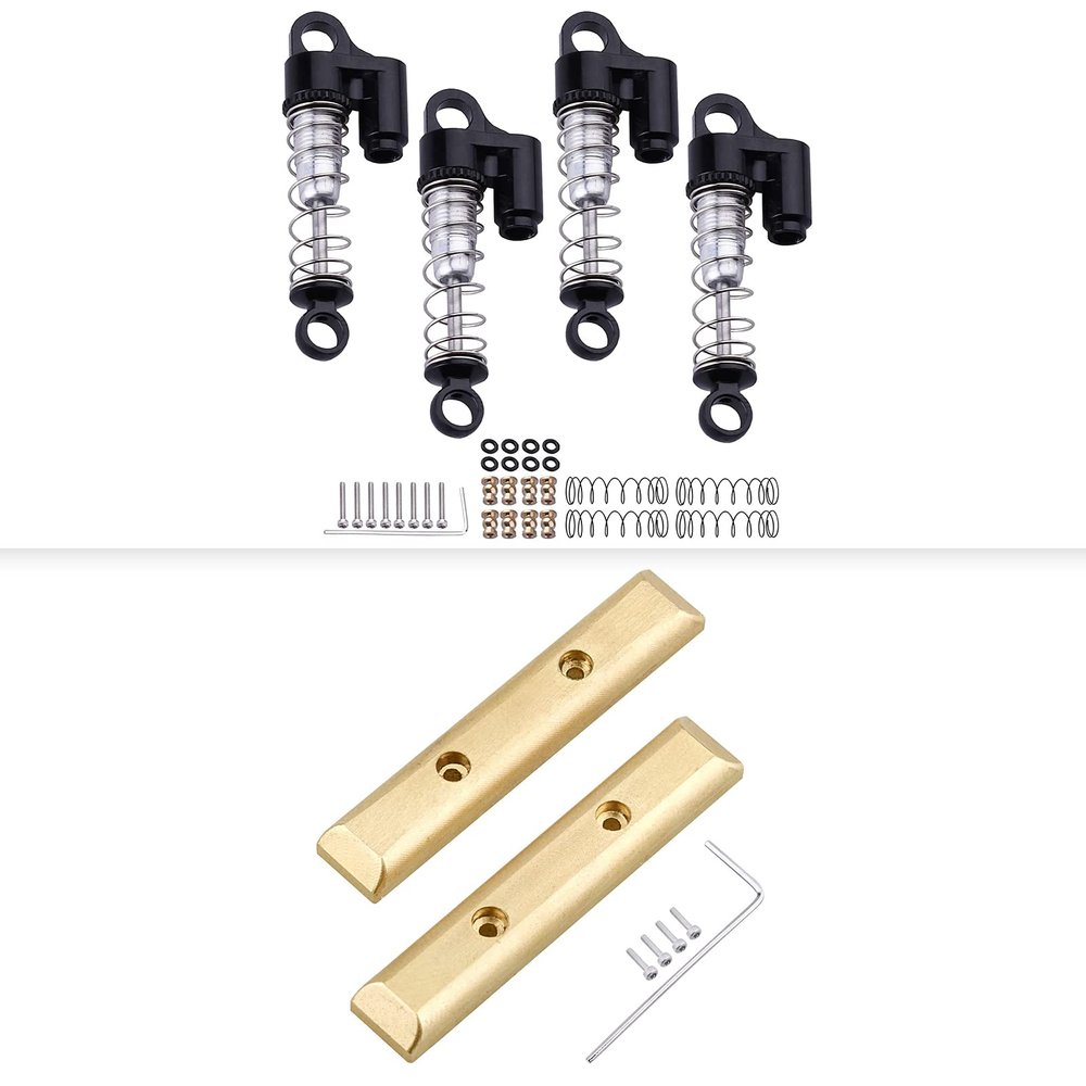 HobbyPark SCX24 Brass Boulder Bars Weights & Aluminum Shocks