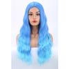 MAGQOO Blue Wig for Women Blue Ombre Wig Long Curly Wavy Light Blue Wigs Middle Part Heat Resistant Hight Density Synthetic Wig view 1