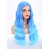 MAGQOO Blue Wig for Women Blue Ombre Wig Long Curly Wavy Light Blue Wigs Middle Part Heat Resistant Hight Density Synthetic Wig view 2