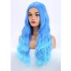 MAGQOO Blue Wig for Women Blue Ombre Wig Long Curly Wavy Light Blue Wigs Middle Part Heat Resistant Hight Density Synthetic Wig view 3