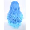 MAGQOO Blue Wig for Women Blue Ombre Wig Long Curly Wavy Light Blue Wigs Middle Part Heat Resistant Hight Density Synthetic Wig view 4