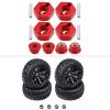 HobbyPark 2.99 inch / 76mm Rubber RC Car Tires Wheel Set & 12mm Hex Wheel Hubs Adapter, 4mm Lock Nuts view 1