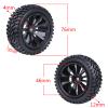 HobbyPark 2.99 inch / 76mm Rubber RC Car Tires Wheel Set & 12mm Hex Wheel Hubs Adapter, 4mm Lock Nuts view 2