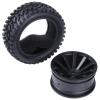 HobbyPark 2.99 inch / 76mm Rubber RC Car Tires Wheel Set & 12mm Hex Wheel Hubs Adapter, 4mm Lock Nuts view 3