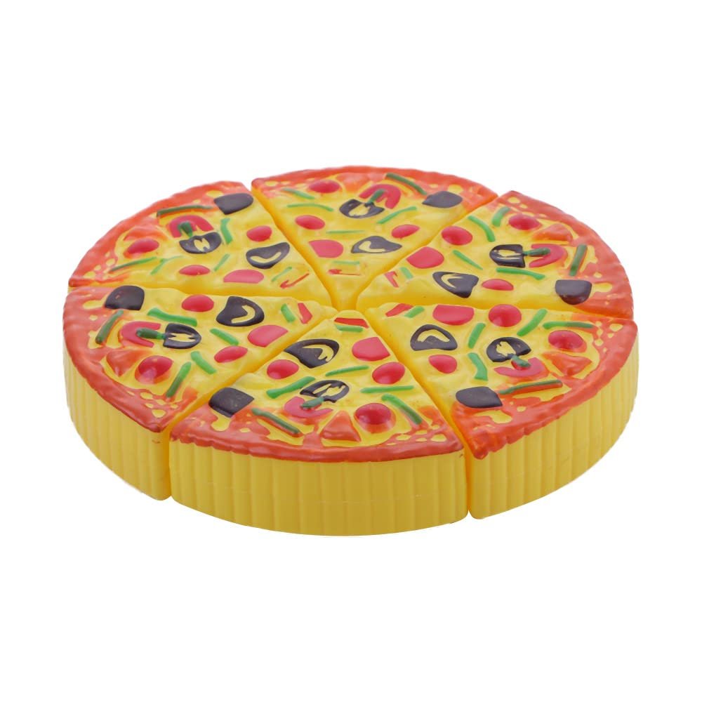 WEISHA Pizza Toy 1 Whole Round Pizza 6Pcs Small Pizza Toy Child Kitchen Simulation Pizza Party Fast Food Play Food Toy for Kids Kitchen Toy