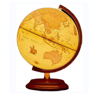 HRTC World Globe World Globe Antique Desktop Globe Lighting World Globe with Wooden Stand Built-in Led Lights Elegant Newest 9.8" Diameter Clear Text Marking