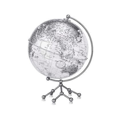 HRTC World Globe Elegant and Fashionable World Gelast World Map and Border Acrylic Earth Gelast with A Metal Three -Foot Frame 20 Cm Clear Text Marking