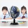 HRTC World Globe Practical Kids World Globe with Wooden Base Desktop Geo Globe Lighting Larger Size 9.8" Educational Globe Clear Text Marking view 4