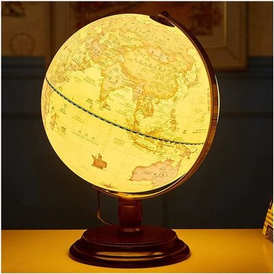 HRTC World Globe The Latest Version of The World Earth Ceremony with A Bracket and Warm Light Antique Earth Taiwan World Earth Gelast 25 Cm Clear Text Marking
