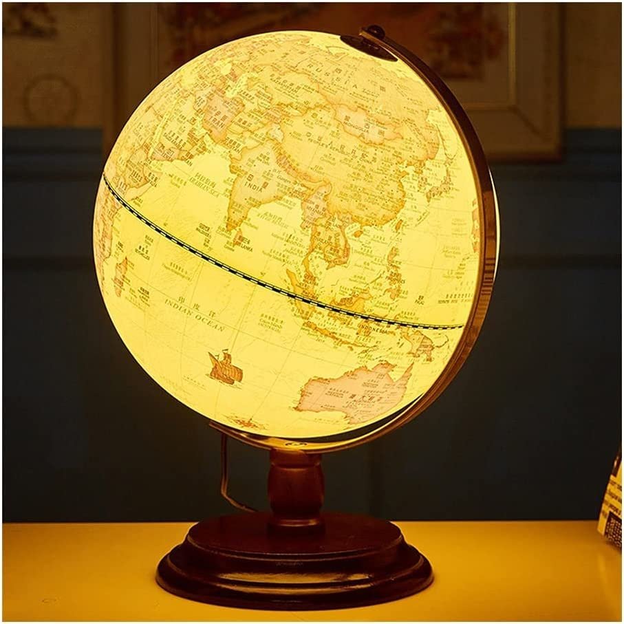 HRTC World Globe The Latest Version of The World Earth Ceremony with A Bracket and Warm Light Antique Earth Taiwan World Earth Gelast 25 Cm Clear Text Marking