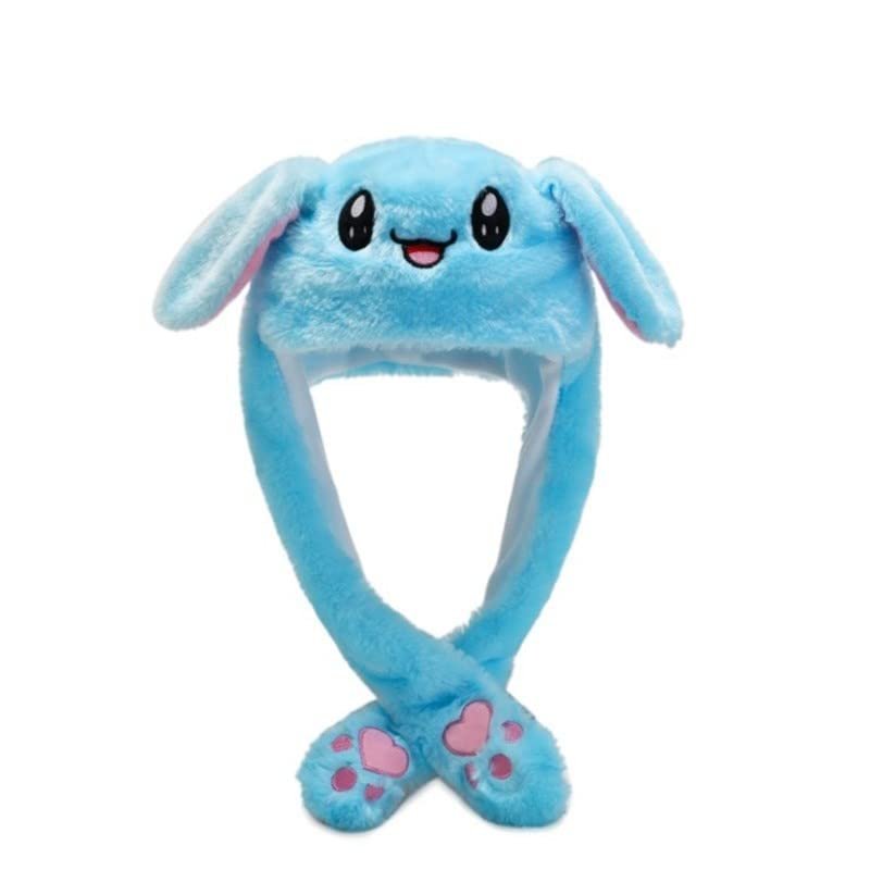 Blue Bunny Ear Moving Hats - Winter Warm Rabbit Ear Cosplay Party Hats