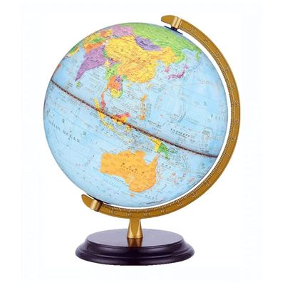 HRTC World Globe Newest Edition World Globe with Wooden Stand World Globe Light Kids Globe 32cm/12.5" Clear Text Marking