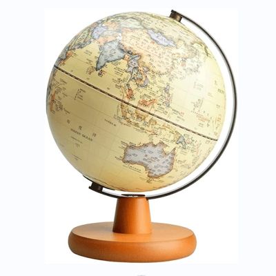 World Globe Vintage World Globe Light World Antique Globe with Wooden Frame Classic High End Led World Globe Light Clear Text Marking