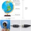 HRTC World Globe World Globe Lighted Globe Light with Stand Blue Desktop Geo Globe Kids and Adults 12.5" Illuminated Led Globe Clear Text Marking view 2