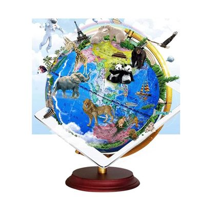 HRTC World Globe Elegant Classic Retro World Earth Education Map with A Wooden Rack Blue Ocean World Gelast 12.5" Clear Text Marking