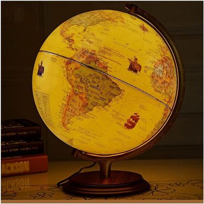 HRTC World Globe The Latest Version of The Retro World Globe Desktop Lighting World Globe Rotation Geographical Globe Clear Text Marking