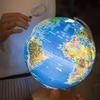 HRTC World Globe Light Up 5 Color Glowing World Globe 2 in 1 Globe Small Globe Geographic Globe with Wooden Frame Base Clear Text Marking view 2