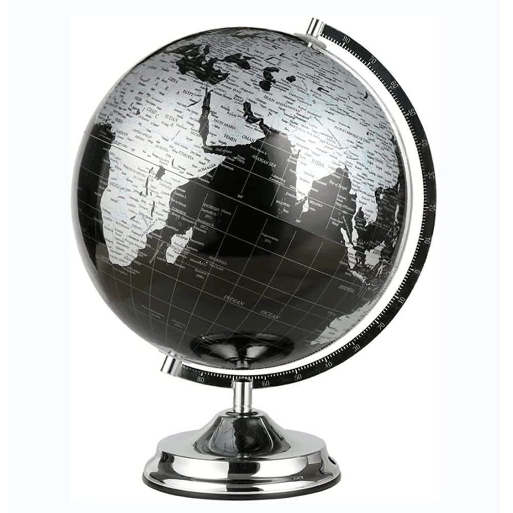 HRTC World Globe Newest Vintage World Globe Geographic Globe with Metal Base Antique Educational Globe 12.5 Inch Diameter Clear Text Marking