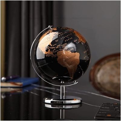 HRTC World Globe Classic Black Sea Vintage World Globe Antique Decorative Desktop Geography Rotating Educational Globe 5.5" Diameter Clear Text Marking