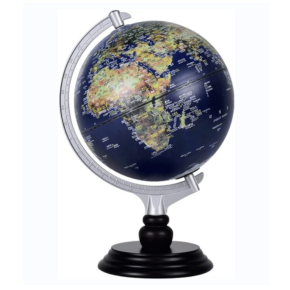 HRTC World Globe Kids World Globe with Raised Relief Learning Educational Rotating World Map Globe Lighting Globe 10 Inch Clear Text Marking