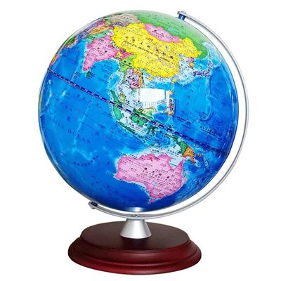 HRTC World Globe Elegant Classic Retro World Earth Education Map with A Wooden Rack Blue Ocean World Gelast 12.5" Clear Text Marking