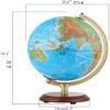 HRTC World Globe Classic Blue Illuminated Globe 360 Rotating World Globe Night Light Built-in Led Globe with Wood Frame Base 9.8" Clear Text Marking view 2