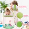 LessMo 2 Pcs Easter Bunny Basket Easter Egg Buckets, Blue Pink Cute Personalized Canvas Cotton Tote Bags Egg Hunt Basket for Easter Party Gifts view 3