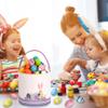 LessMo 2 Pcs Easter Bunny Basket Easter Egg Buckets, Blue Pink Cute Personalized Canvas Cotton Tote Bags Egg Hunt Basket for Easter Party Gifts view 4