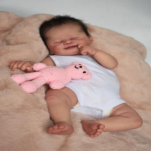 19 inch Lovely Reborn Real Life Baby Dolls Realistic Newborn Baby Toddler Doll Asleep Soft Weighted Body Bebe with Hand Rooted Hair Soft Silicone Vinyl Baby Girl Boy Handmade Gifts
