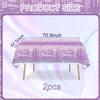 2pcs Purple & Silver Glitter Diamonds Happy Birthday Tablecloth - Boy & Girl Party Supplies - 70" x 51" for Purple & Silver Birthday Party view 2