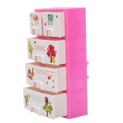 Dollhouse Mini Storage Box, 1:12 New Lovely Animal Pattern Closet Wardrobe Cabinet for Doll Accessories Collection Dollhouse Furniture,Pink