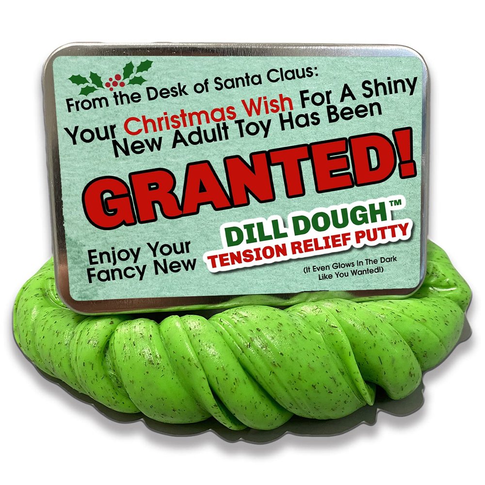 Christmas Wish Dill Dough Putty - Santas Naughty List Fidget Toy for Adults for Friends - Funny Naughty Gifts Womens Stockings Glow in The Dark Stress Relief Putty, Green