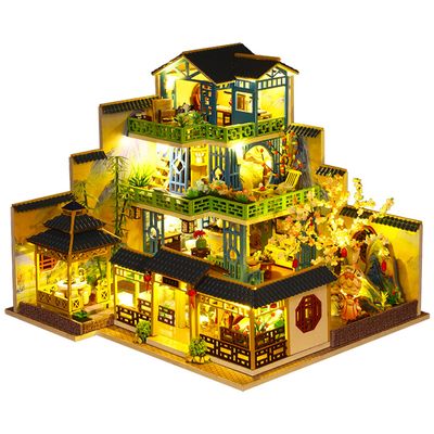 Roroom DIY Miniature and Furniture Dollhouse Kit,Mini 3D Wooden Doll House Craft Model with Dust Cover and Music Movement,Creative Room Idea for Valentine's Day Birthday GiftP013