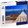 Noah Jigsaw Puzzle Wooden Dock and choppy Waters of Lake Gogebic at Ontonagon County Park Michigan 1000 Pieces view 1