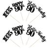 24 PCS Happy 90th Birthday Cupcake Toppers Glitter Hello 90 Cupcake Picks Ninety Since 1935 Cupcake Decorations for 90th Birthday Anniversary Retirement Party Cake Decoration Supplies Black view 3